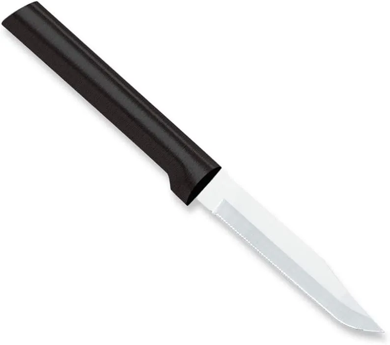 Rada Cutlery Serrated Regular Paring Knife, Black Handle, Pack of 2