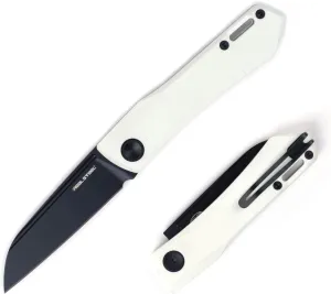 RealSteel Real Steel Solis Lite Slipjoint Folding Pocket Knife - D2 Blade and G10 Handles Perfect for Camping Hiking Daily Cutting Tasks EDC Men Women White White/Black