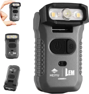 Rechargeable Hat Clip Light with Motion Sensor & 170° Adjustable Head - 633LM Red/Yellow/White Lights, IP68 Waterproof Hands-Free Headlamp for Camping, Running, Work (Magnetic Clip, MIL-STD-810H)
