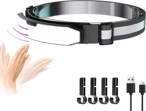 Rechargeable Headlamp,1500 Lumen Super Bright LED Head Lamp with Motion Sensor,Head Lights for Forehead,Headband Flashlight,Hard Hat Light,Headlamps for Adults Camping/Mechanic/Hiking