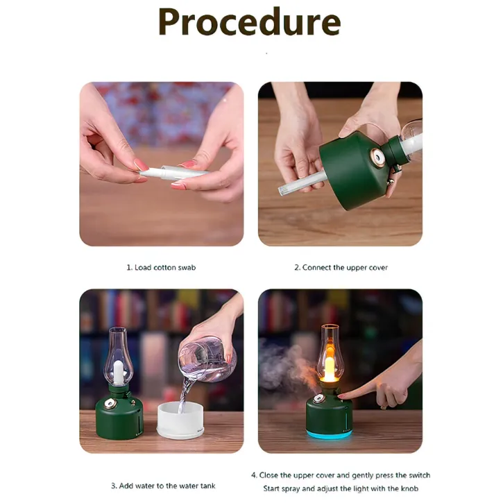 Rechargeable Lantern Humidifier with Adjustable Light