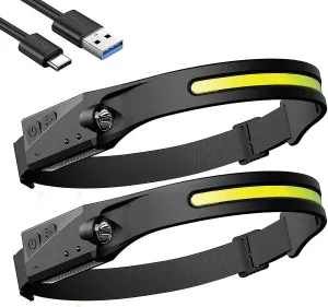 Rechargeable Led Headlamp, 2pcs Waterproof Running Head Torches, Headlamp With