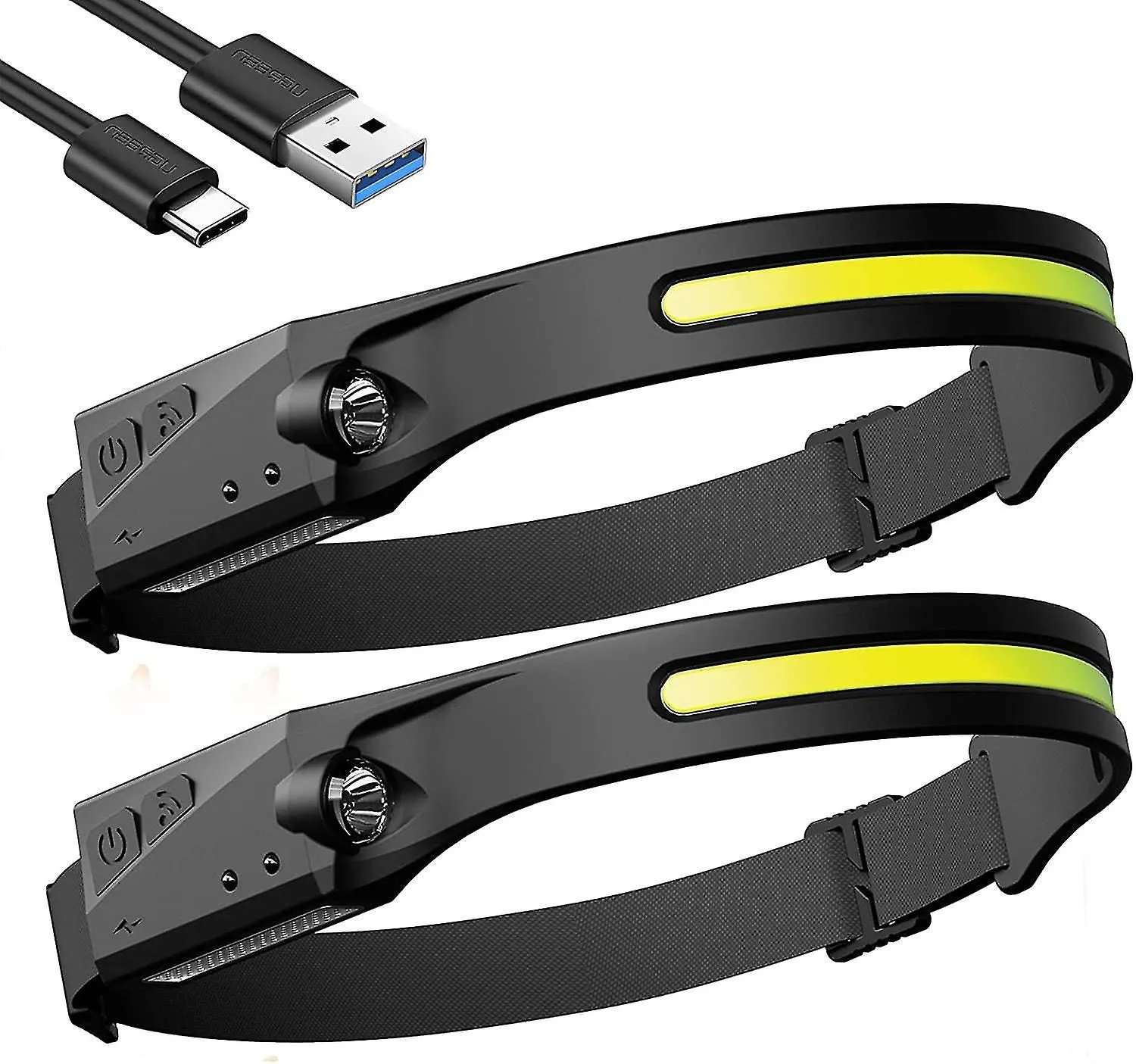 Rechargeable Led Headlamp, 2pcs Waterproof Running Head Torches, Headlamp With