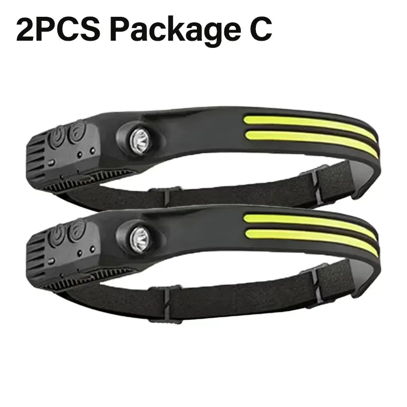 Rechargeable LED Sensor Headlamp XPE COB Light Waterproof Torch for Fishing & Camping