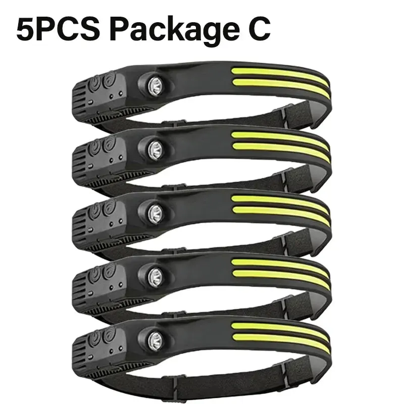 Rechargeable LED Sensor Headlamp XPE COB Light Waterproof Torch for Fishing & Camping