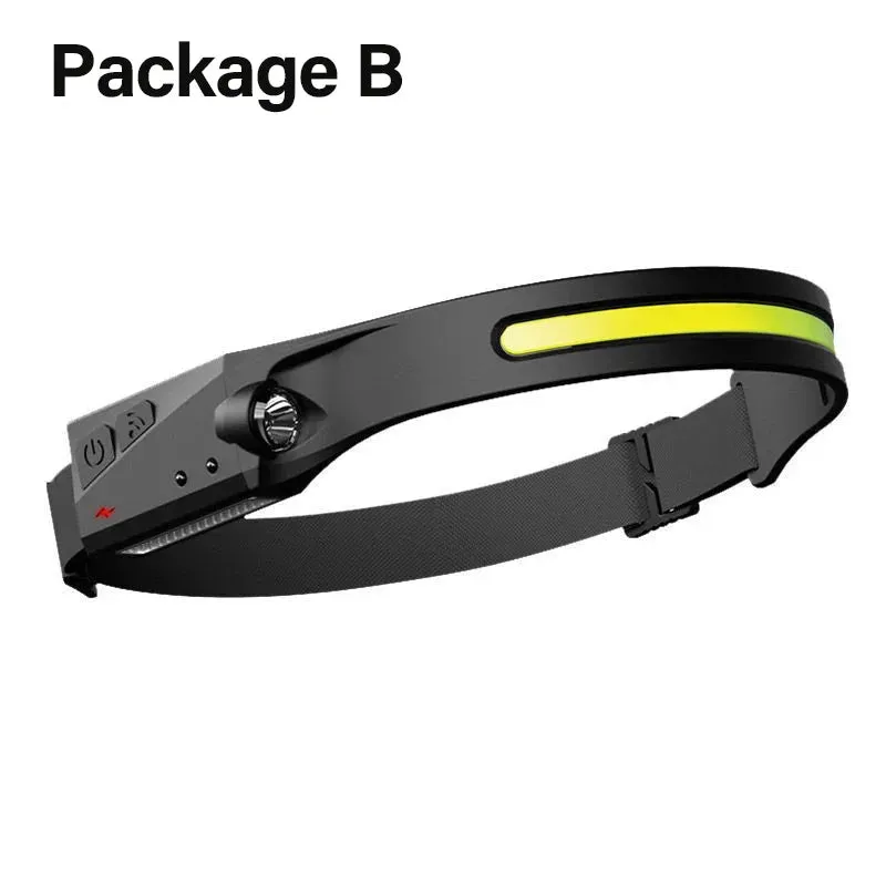 Rechargeable LED Sensor Headlamp XPE COB Light Waterproof Torch for Fishing & Camping