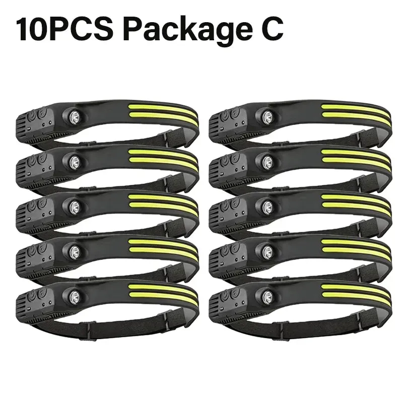 Rechargeable LED Sensor Headlamp XPE COB Light Waterproof Torch for Fishing & Camping