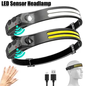 Rechargeable LED Sensor Headlamp XPE COB Light Waterproof Torch for Fishing & Camping