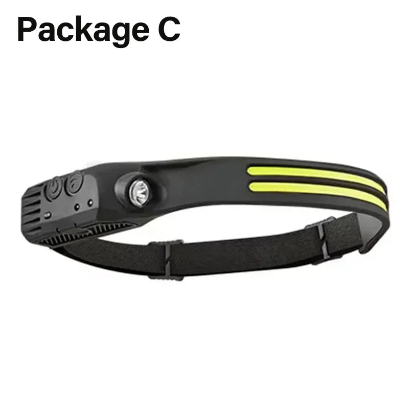 Rechargeable LED Sensor Headlamp XPE COB Light Waterproof Torch for Fishing & Camping