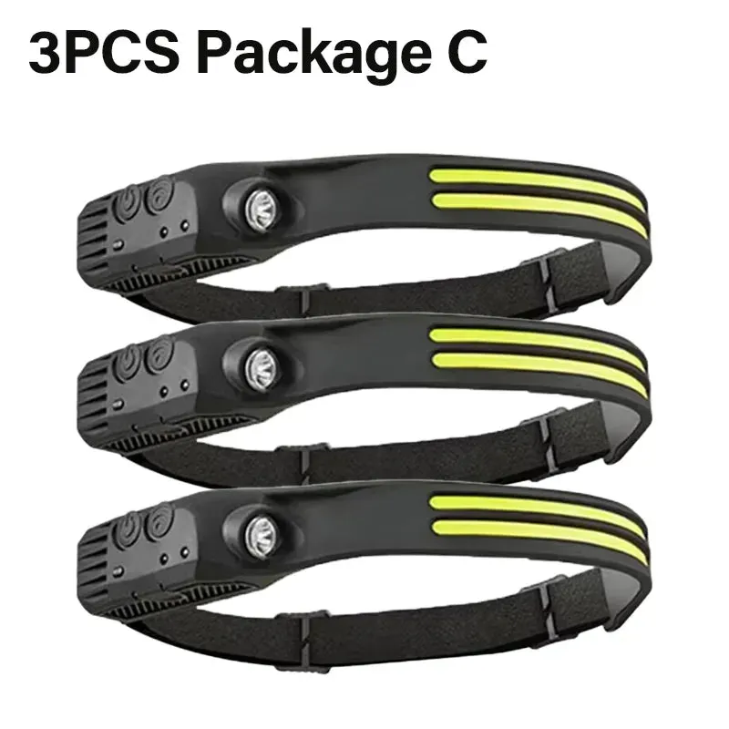Rechargeable LED Sensor Headlamp XPE COB Light Waterproof Torch for Fishing & Camping
