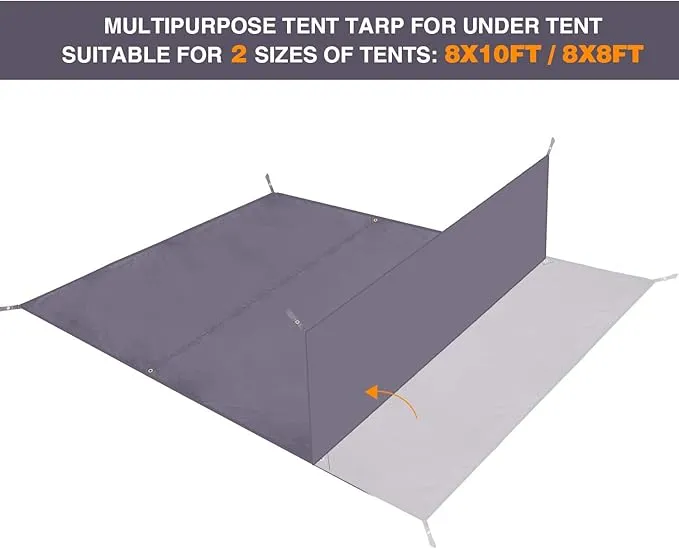 REDCAMP Waterproof Camping Tent Tarp - 95" x116'', 4 in 1 Multifunctional Tent Footprint for Camping, Hiking and Survival Gear, Lightweight and Compact