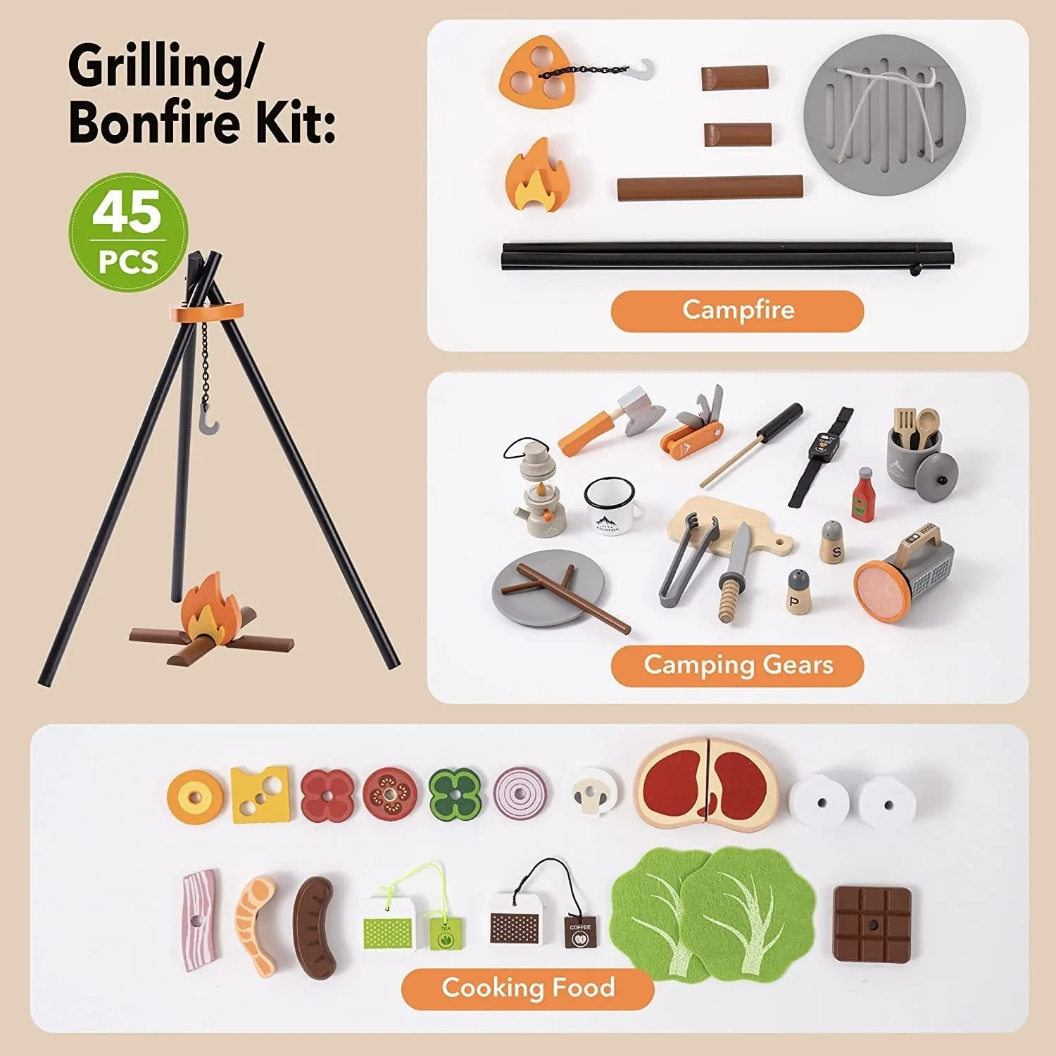 Rootz Kids Camping Toys Set - Pretend Play Camping Gear - Outdoor Adventure Kit - Realistic Experience - Safe Materials - Skill Development - Various Sizes