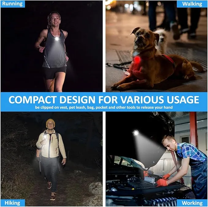 Running Lights with 3 in 1 Fanny Pack, 1000Lumens Super Bright COB Light of Headlamp, Wrist Flashlight, Waist Light with Adjustable Large Fanny Packet for Running, Walking, Hiking at Night(3 Pack)