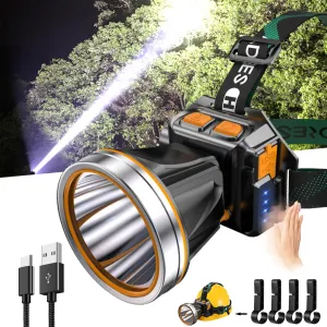 Rynx | Pinsai High Efficiency LED Headlamp Super Bright Adult Motion Sensor Headlamp Spotlight Waterproof Rechargeable Outdoor Hunting Light Flashlight Portable Headlamp for Fishing Camping Hiking