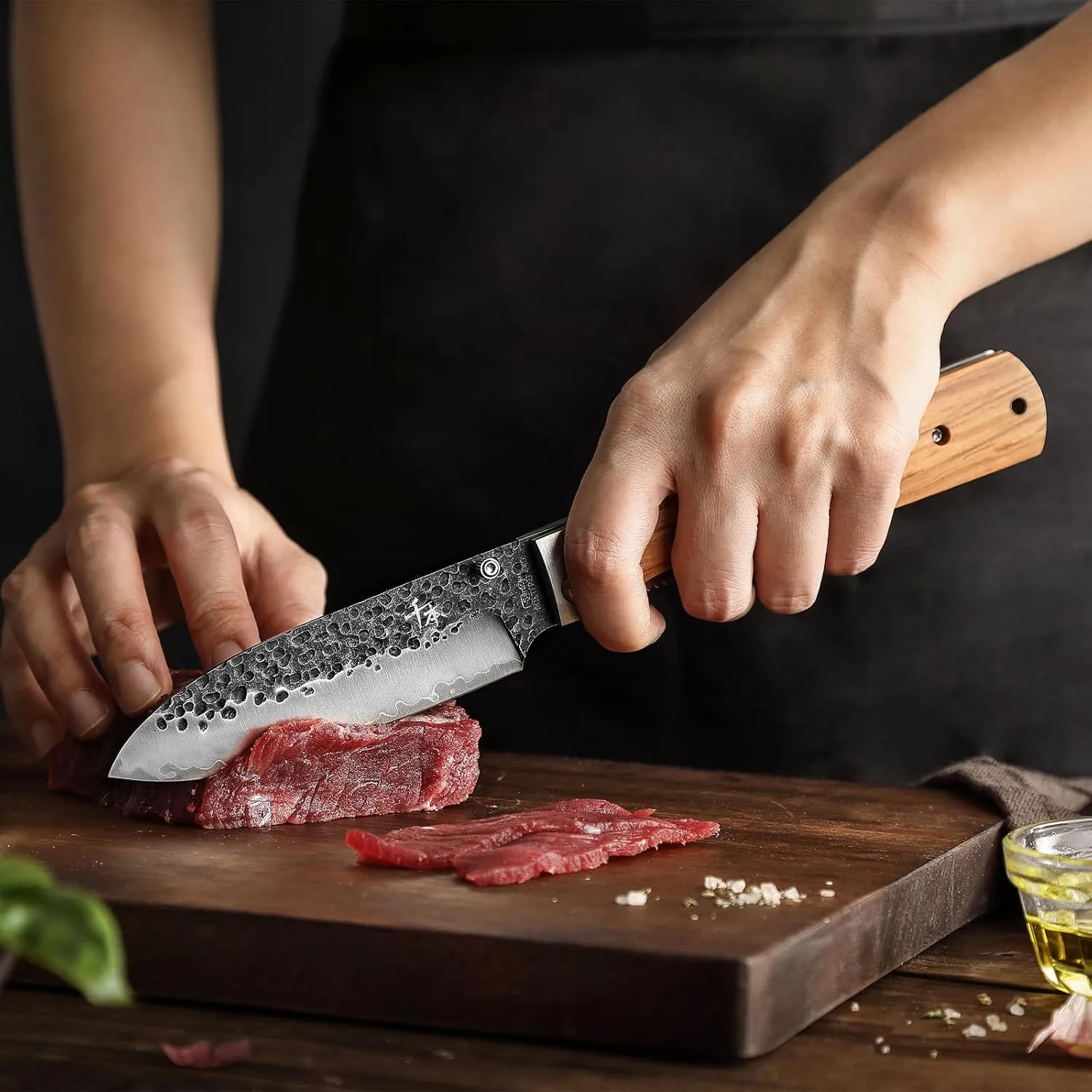 SENBON 440 Forged Stainless Steel pocket folding Japanese peeling utility knife Natural Olive Handle Camping trip Outdoor Portable Fruit knife