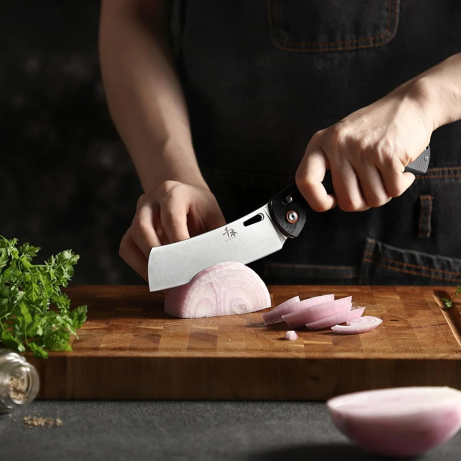 SENBON 440 Stainless Steel Lightweight Ultra Sharp Pocket Folding Chef Knife Peeling Utility Knife Fruit Knife g10 Handle with Back Clip
