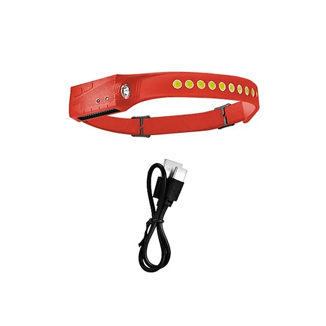 Sensor Headlamp COB LED Head Lamp Flashlight USB Rechargeable Head Torch 5 Lighting Modes Head Light with Built-in Battery  Fishing Camping  Outdoor  Night Running Lights  Silicone Lights