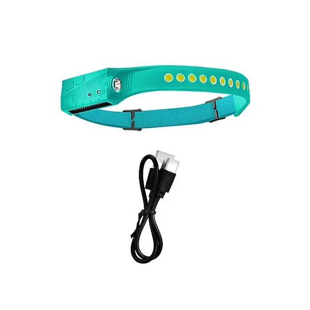 Sensor Headlamp COB LED Head Lamp Flashlight USB Rechargeable Head Torch 5 Lighting Modes Head Light with Built-in Battery  Fishing Camping  Outdoor  Night Running Lights  Silicone Lights