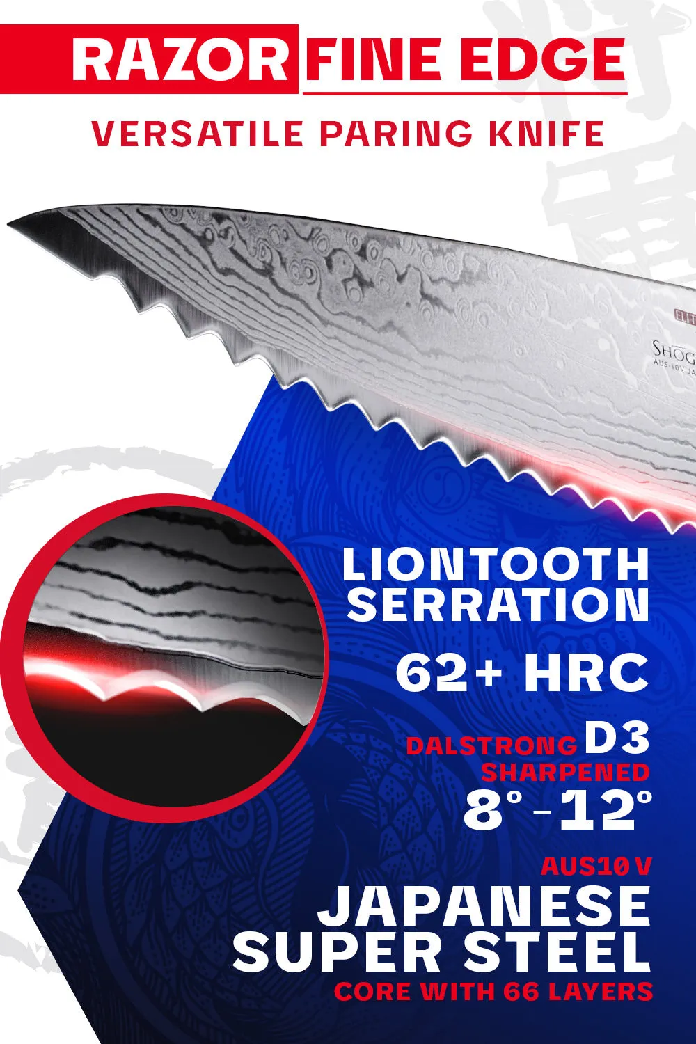 Serrated Paring Knife 3.5" | Shogun Series | ELITE | Dalstrong ©