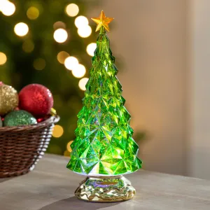 Shades of Green LED Table Decor Christmas Tree Color Changing Water Lantern, 11.5"