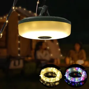 Siloon Camping String Lights, 2 in 1 Outdoor String Lights with 8 Lighting Modes(32.8Ft), Quick 30s Recovery, Durable and Waterproof, USB Charging, Rechargeable String Lights for Camping Yard Hiking
