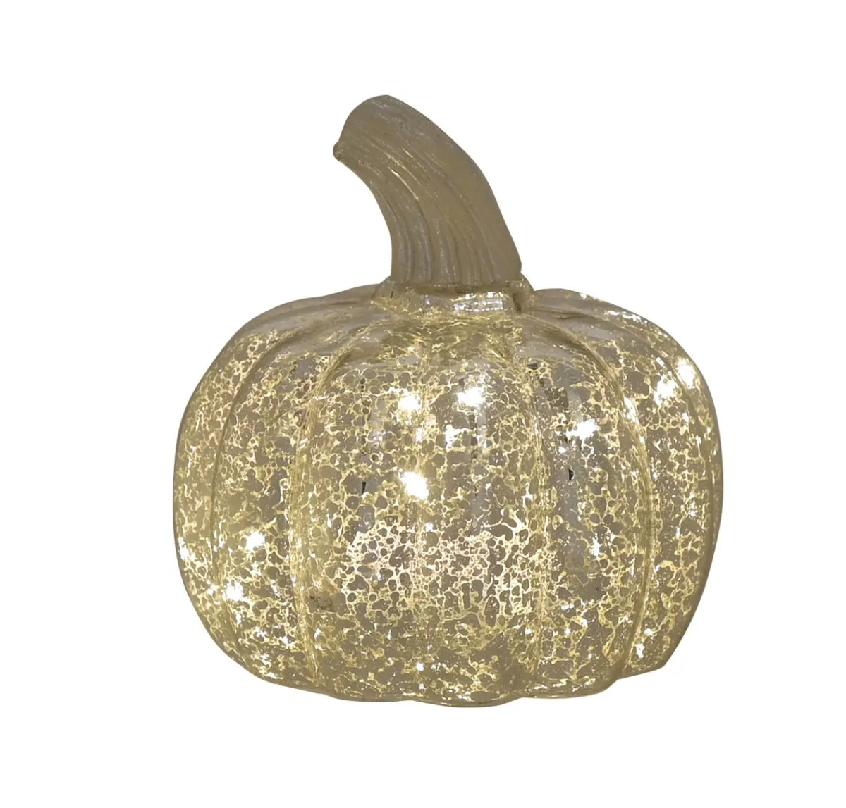 Silver Pumpkin LED Lantern - Small