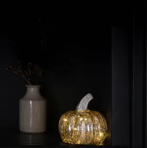 Silver Pumpkin LED Lantern - Small