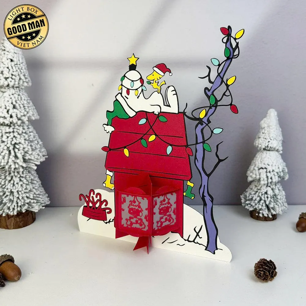 Snoopy Xmas - 3D Christmas Lantern File - Cricut File 3 - LightBoxGoodMan