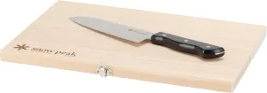 Snow Peak Cutting Board and Knife Set, Chopping Block, Foldable, Natural Birch Wood, Stainless Steel Knife, Camping, Picnic, Large