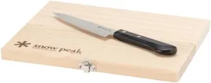 Snow Peak Cutting Board and Knife Set, Chopping Block, Foldable, Natural Birch Wood, Stainless Steel Knife, Camping, Picnic, Medium