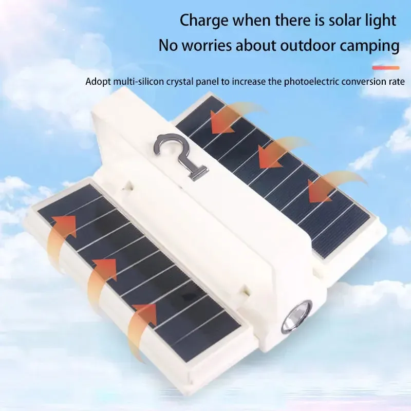 Solar Power LED Camping Lamp 90° Folding Portable Flashlight Lantern