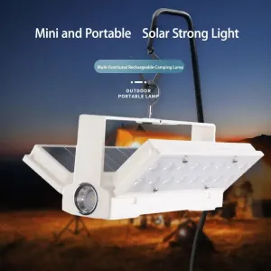Solar Power LED Camping Lamp 90° Folding Portable Flashlight Lantern