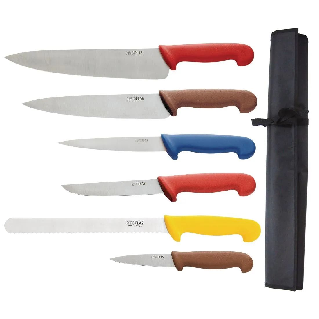 Special Offer Hygiplas Low Density Chopping Boards and Knife Set (6 Boards Pack)