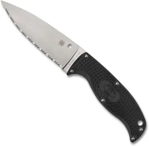 Spyderco Enuff 2 Fixed Blade Knife with VG-10 Leaf Shape Blade and Black FRN Handle - Includes Polymer Sheath