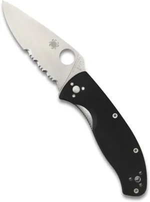 Spyderco Tenacious Folding Utility Pocket Knife with 3.39" Stainless Steel Blade and Durable Non-Slip G-10 Handle - Everyday Carry - CombinationEdge - C122GPS