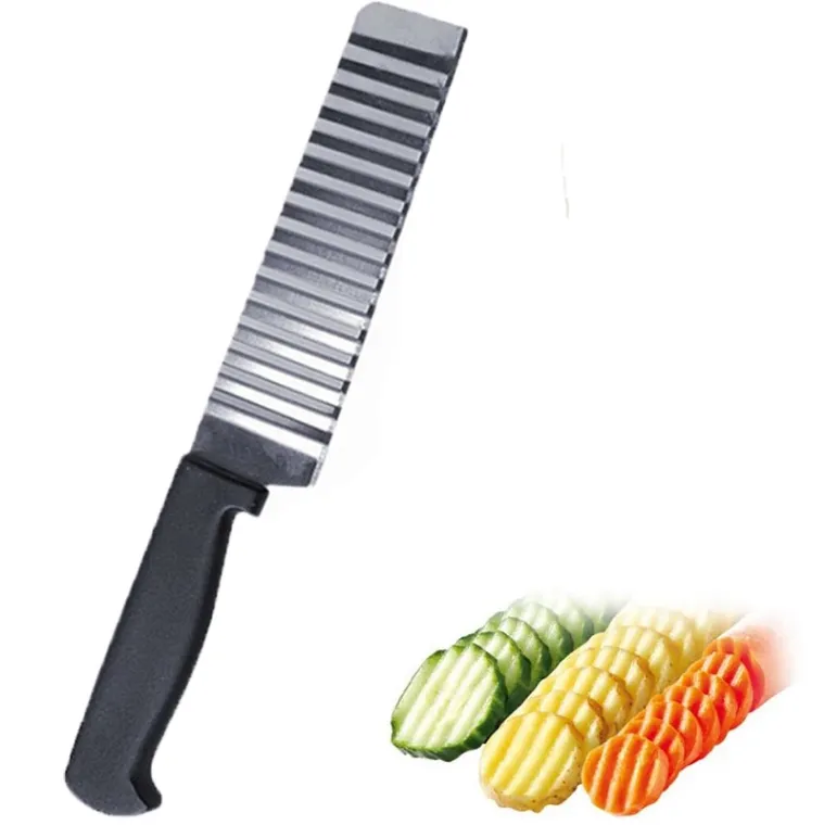 Stainless Steel Chef Knife Potato French Fry Vegetable Cutting Knife Serrated Blade Tools