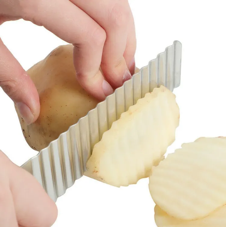 Stainless Steel Chef Knife Potato French Fry Vegetable Cutting Knife Serrated Blade Tools