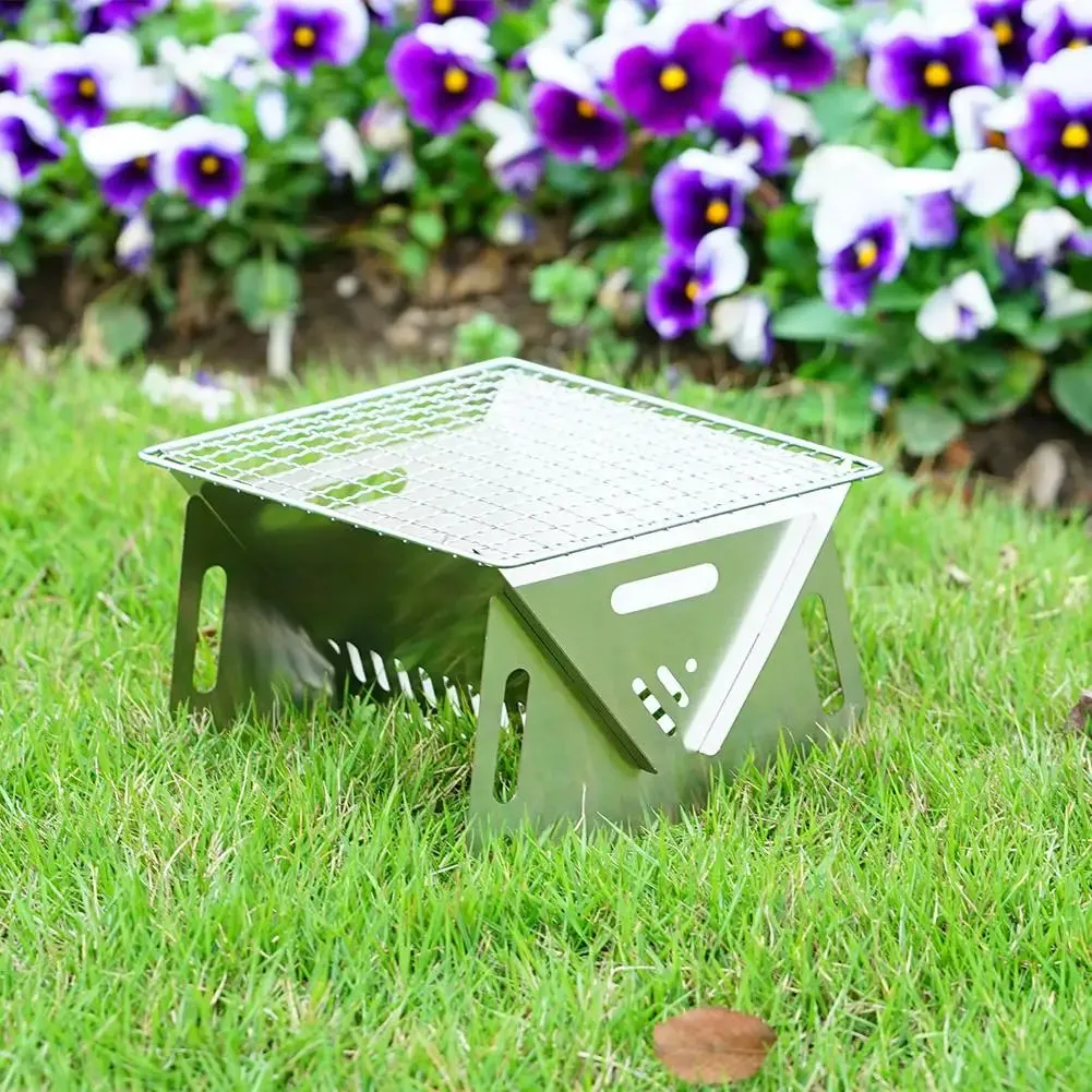 Stainless Steel Portable Folding BBQ Grill - Charcoal Stove for Outdoor Picnic & Camping