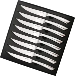 Steak Knives Set of 8 - High Carbon Stainless Steel, Dishwasher Safe - Polished Blade & Handle, Straight Edge - 4.5'' Kitchen Dinner Table Knife Set Non Serrated