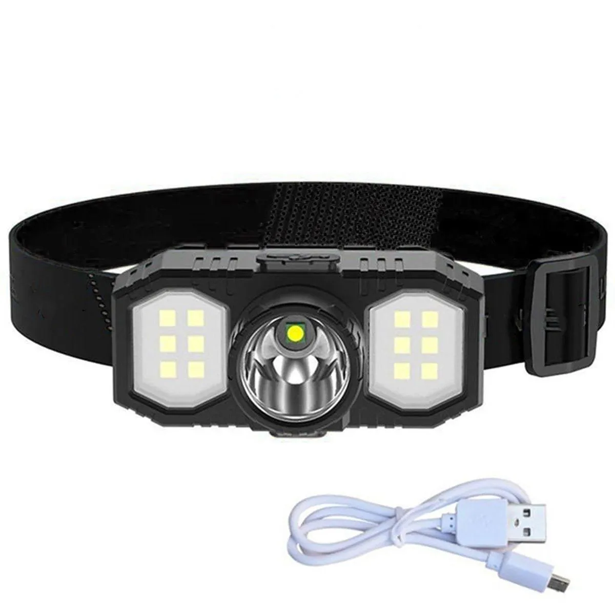 Super Bright Outdoor Head Headlight LED USB Rechargeable Headlamp Camping Fish