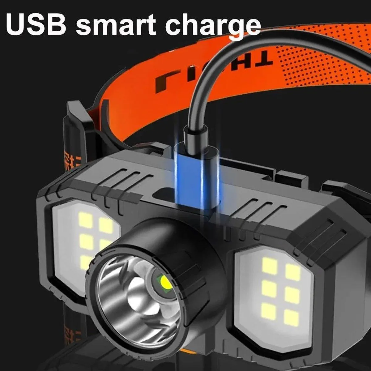 Super Bright Outdoor Head Headlight LED USB Rechargeable Headlamp Camping Fish