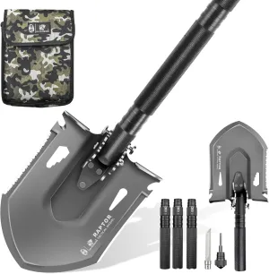 Survival Tactical Shovel, Multifunctional Folding Camping Shovels, Foldable Camp Shovel with Aluminium Alloy Handle (Black)