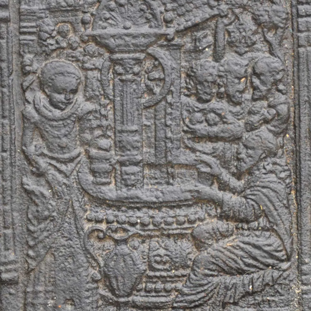Swedish Baroque Cast Iron Fireplace Stove Plate Panel