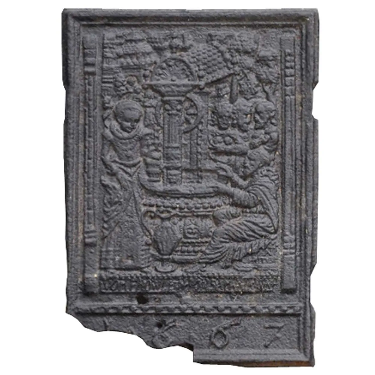 Swedish Baroque Cast Iron Fireplace Stove Plate Panel