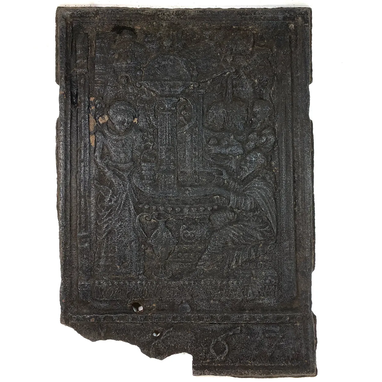 Swedish Baroque Cast Iron Fireplace Stove Plate Panel