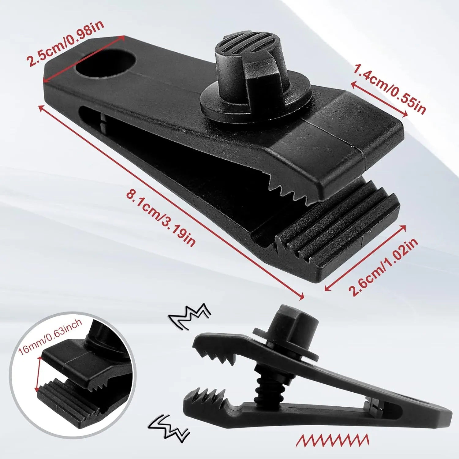 Tarp Clips Heavy Duty Lock Grip Clamps Thumb Screw Tent Clip Secures Tarps Awning Clamp Set for Camping Tarps Awnings Caravan Canopies Car Covers Swimming Pool Covers Boat Cover etc. (24)