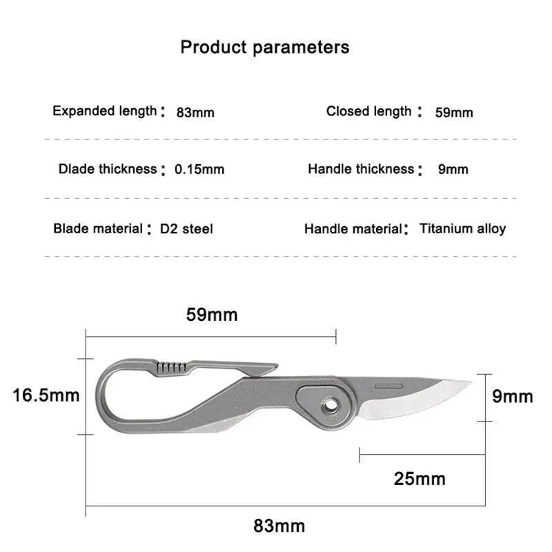 Titanium Keychain Knife - Mini Foldable Outdoor Tool