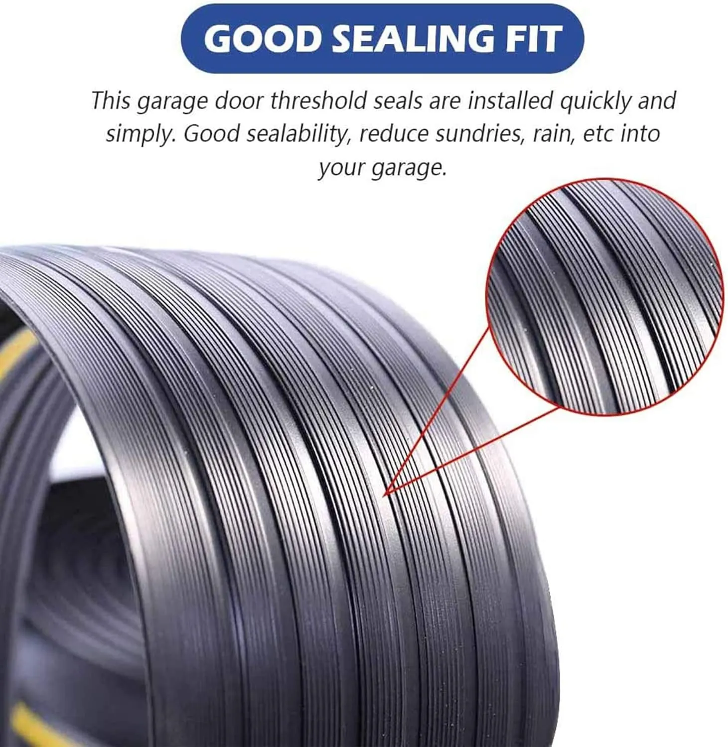 ToLanbbt 10Ft/3M Universal Garage Door Rubber Threshold Strip with 300ml Black Adhesive/Sealant, Weatherproof Seal Strip DIY Weather Stripping Replacement(Black)