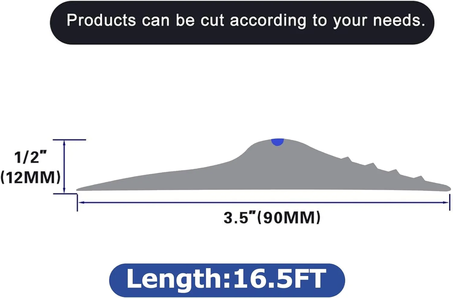 ToLanbbt 16.5Ft/5M Universal Garage Threshold Seal Strip with 300ml Black Sealants/Adhesives, Garage Door Bottom Weatherproof Strip Rubber DIY Weather Stripping Replacement (Gray-Blue Line)