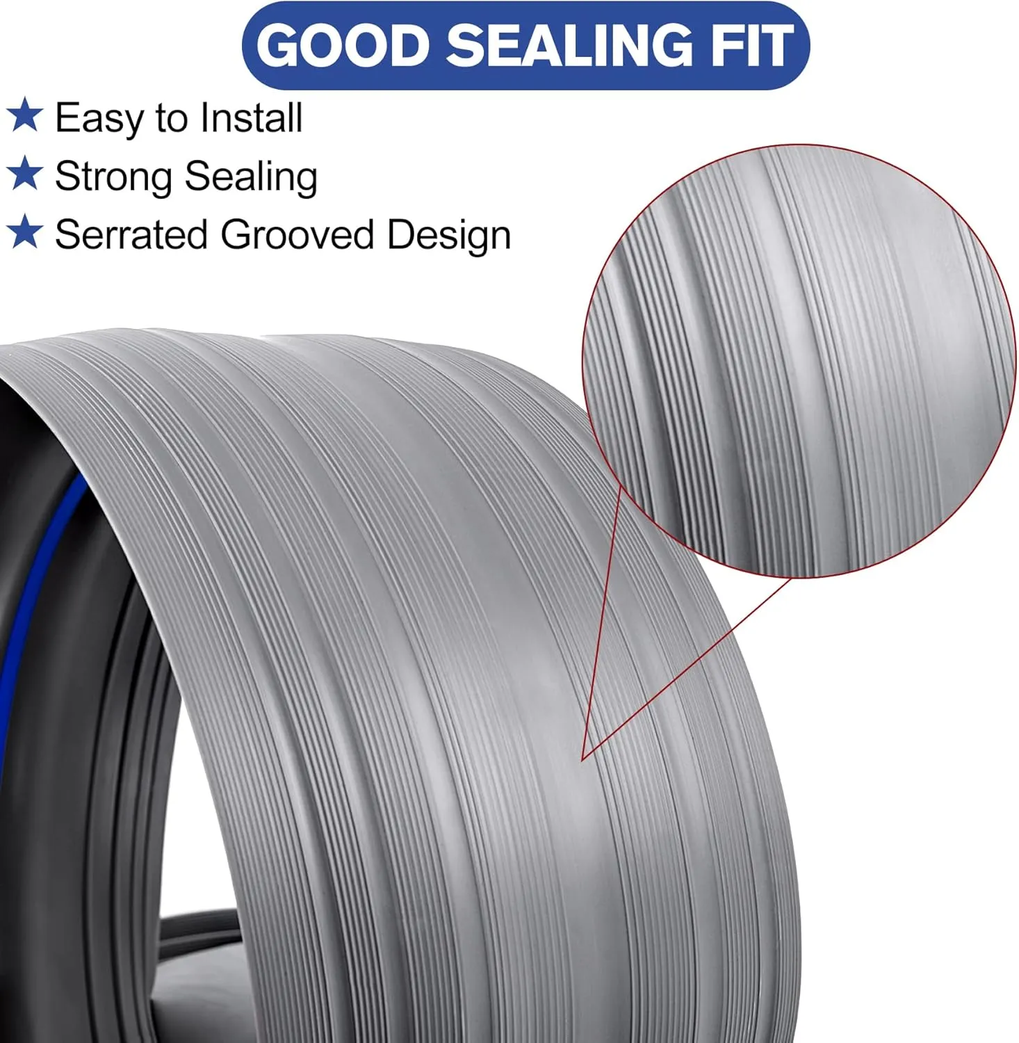 ToLanbbt 20Ft/6M Universal Garage Threshold Seal Strip with 300ml Black Sealants/Adhesives, Garage Door Bottom Weatherproof Strip Rubber DIY Weather Stripping Replacement (Gray-Blue Line)